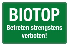 Schild Biotop Betreten verboten 3 mm Alu-Verbund 300 x...