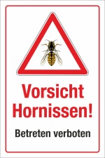 Schild Vorsicht Hornissen Gefahrschild Hinweisschild 3 mm Alu-Verbund
