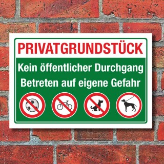 Schild Privatgrundstück Kein öffentlicher Durchgang 3 mm Alu-Verbund 600 x 400 mm