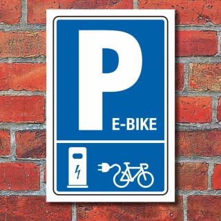 3 mm Alu-Verbund Schild Parkplatz "E-Bike's" 52 x 11 cm 