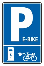 Schild Parkplatz Halteplatz E-Bike Ladestation Tankstelle 3 mm Alu-Verbund - 450 x 300 mm
