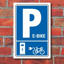 Schild Parkplatz Halteplatz E-Bike Ladestation Tankstelle 3 mm Alu-Verbund - 600 x 400 mm