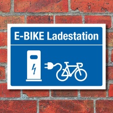 Schild E-Bike Ladestation Tankstelle Parkplatz Halteplatz...