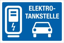 Schild Nur f&uuml;r E-Autos Tankstelle Ladestation...