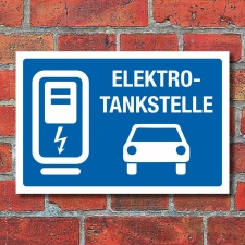 Schild Nur f&uuml;r E-Autos Tankstelle Ladestation...