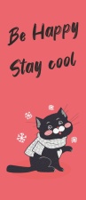 Türtapete "Katze be happy stay cool",...