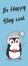 T&uuml;rtapete &quot;Pinguin be happy stay cool&quot;, T&uuml;rposter, selbstklebend 2050 x 880 mm