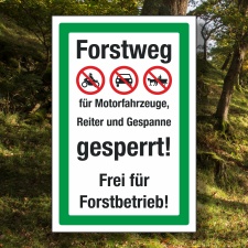 Schild Forstweg gesperrt Forstbetrieb frei Hinweisschild 3 mm Alu-Verbund 300 x 200 mm