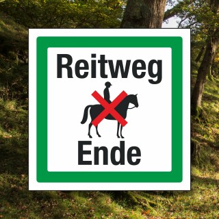 Schild Reitweg Ende Motiv Reiter Hinweisschild 3 mm Alu-Verbund
