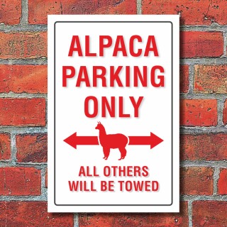 Schild American Style Deko Alpaka Alpaca parking Parkverbot 3 mm Alu-Verbund