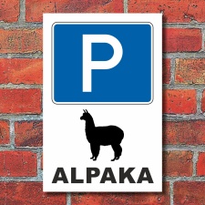 Schild Alpaka Parkplatz parken 3 mm Alu-Verbund