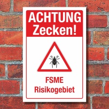 Schild Achtung Zecken FSME Risikogebiet Regeln...
