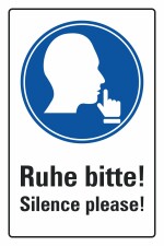 Schild Ruhe bitte silence please Hinweis englisch 3 mm Alu-Verbund 300 x 200 mm