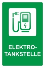 Schild Elektrotankstelle Ladestation E-Auto Elektroauto gr&uuml;n 3 mm Alu-Verbund 300 x 200 mm