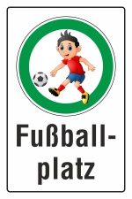Schild Fußballplatz Fußball fußballspielen erlaubt  spielende Kinder 3 mm Alu-Verbund 300 x 200 mm