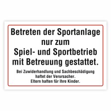 Hinweisschild Betreten der Sportanlage