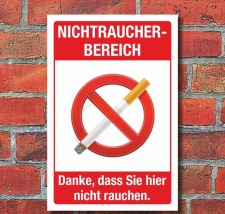 Schild Nichtraucherbereich Rauchen verboten Hinweisschild...