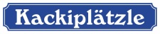 Schild im Straßenschild-Design "Kackiplätzle" blau - 3 mm Alu-Verbund - 52 x 11 cm