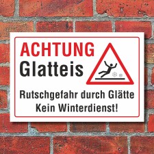 Schild Achtung Glatteis Rutschgefahr Glätte Kein...