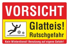 Schild Vorsicht Glatteis Rutschgefahr Kein Winterdienst...