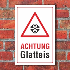 Schild Achtung Glatteis Frost Eis Winter 3 mm Alu-Verbund
