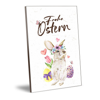 Holzschild Ostern - Frohe Ostern Hase klassisch