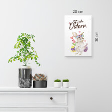 Holzschild Ostern - Frohe Ostern Hase klassisch