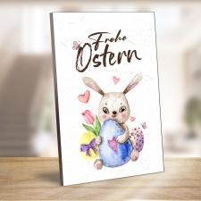 Holzschild Ostern - Frohe Ostern Hase klassisch Motiv2