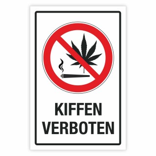Schild Kiffen verboten Cannabis Hinweisschild 3 mm Alu-Verbund 600 x 400 mm