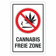 Schild Cannabis freie Zone Hinweisschild 3 mm Alu-Verbund...