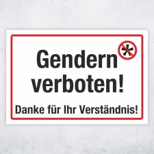 Schild Gendern verboten geschlechtsneutral Hinweisschild...