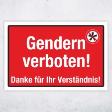 Schild Gendern verboten geschlechtsneutral Hinweisschild rot 3 mm Alu-Verbund 300 x 200 mm