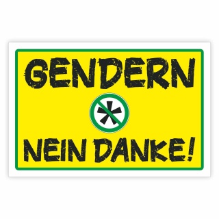 Schild Gendern verboten geschlechtsneutral Hinweisschild gelb 3 mm Alu-Verbund 300 x 200 mm