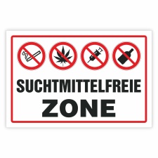 Schild Suchtmittelfreie Zone rauchen kiffen drogen...