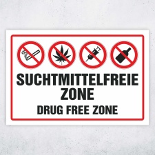 Schild Suchtmittelfreie Zone rauchen kiffen drogen...