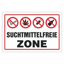 Schild Suchtmittelfreie Zone rauchen kiffen drogen...
