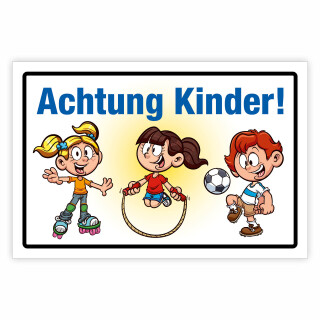 "Achtung Kinder" – Hochwertiges Sicherheitsschild für den Außenbereich 3 mm Alu-Verbund 300 x 200 mm