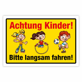 "Achtung Kinder, bitte langsam fahren" – Hochwertiges Sicherheitsschild für den Außenbereich