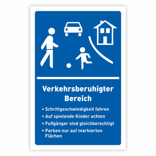 "Verkehrsberuhigter Bereich Schrittgeschwindigkeit" – Hochwertiges Sicherheitsschild für den Außenbereich