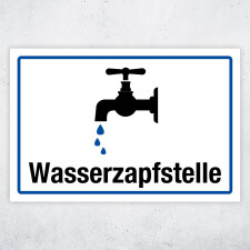 "Campingplatz Wasserzapfstelle" – Hochwertiges Hinweisschild für den Außenbereich 3 mm Alu-Verbund 300 x 200 mm