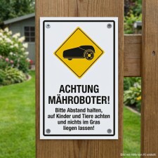 Das Bild zeigt ein Warnschild mit einem gelben,...