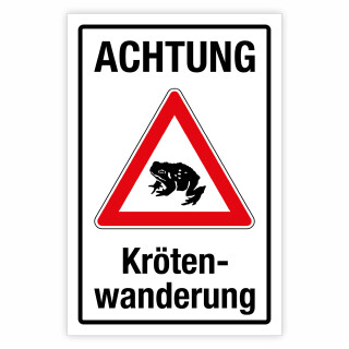 "Achtung Krötenwanderung rot" – Hochwertiges Sicherheitsschild für den Außenbereich