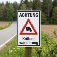 "Achtung Krötenwanderung rot" – Hochwertiges Sicherheitsschild für den Außenbereich