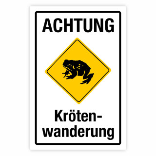 "Achtung Krötenwanderung gelb" – Hochwertiges Sicherheitsschild für den Außenbereich