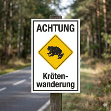 "Achtung Krötenwanderung gelb" – Hochwertiges Sicherheitsschild für den Außenbereich
