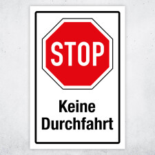 "STOP Keine Durchfahrt" – Hochwertiges Sicherheitsschild für den Außenbereich 3 mm Alu-Verbund 300 x 200 mm