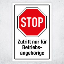 "STOP Zutritt nur für Betriebsangehörige" – Hochwertiges Sicherheitsschild für den Außenbereich 3 mm Alu-Verbund 450 x 300 mm