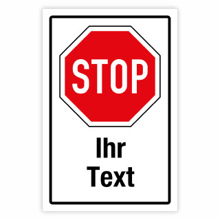 "STOP Ihr Text" – Hochwertiges Sicherheitsschild für den Außenbereich 3 mm Alu-Verbund 600 x 400 mm