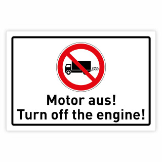 "LKW Motor aus / Turn off the engine" – Hochwertiges Sicherheitsschild für den Außenbereich 3 mm Alu-Verbund 600 x 400 mm