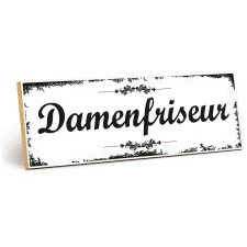 Holzschild "Damenfriseur" – Dekoschild aus Holz 30x10 cm